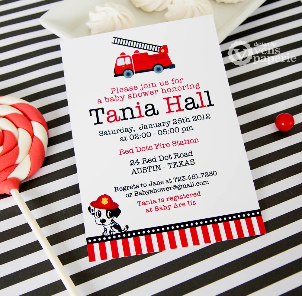DIY PRINTABLE Invitation Card - Fire Engine Baby Shower Invitation - BS814CA1a1