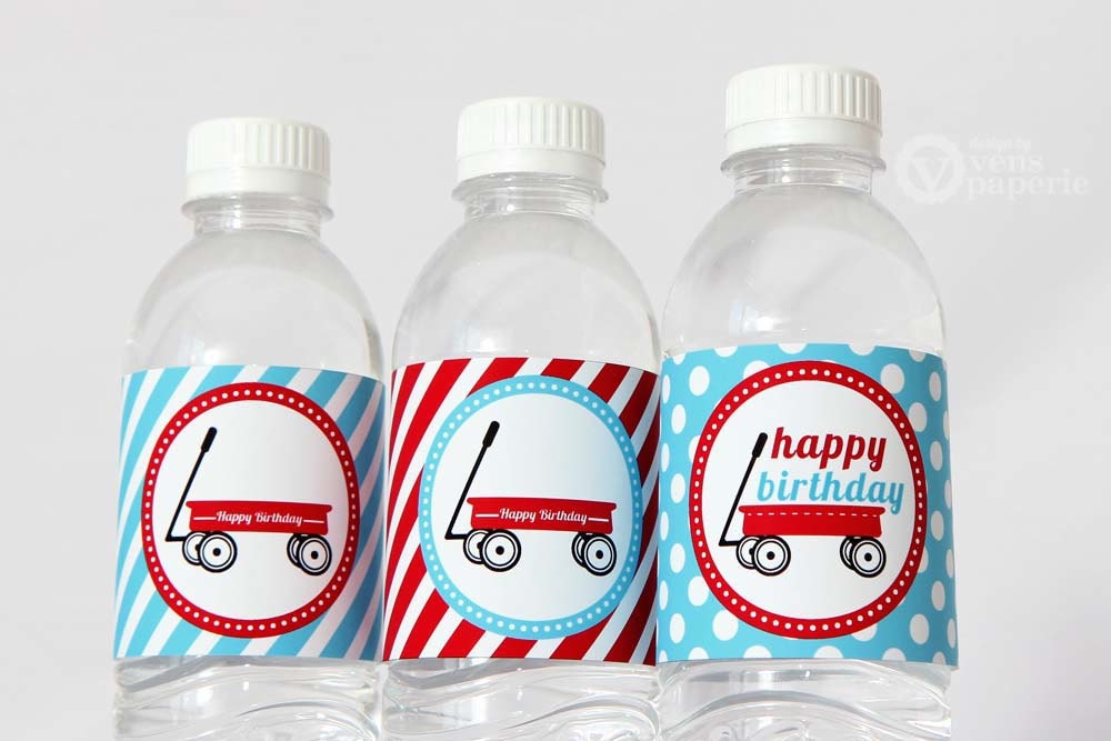 Radio Flyer Red Wagon Birthday Party - DIY PRINTABLE Water Bottle Drink Label - Instant Download - PS817CA1g