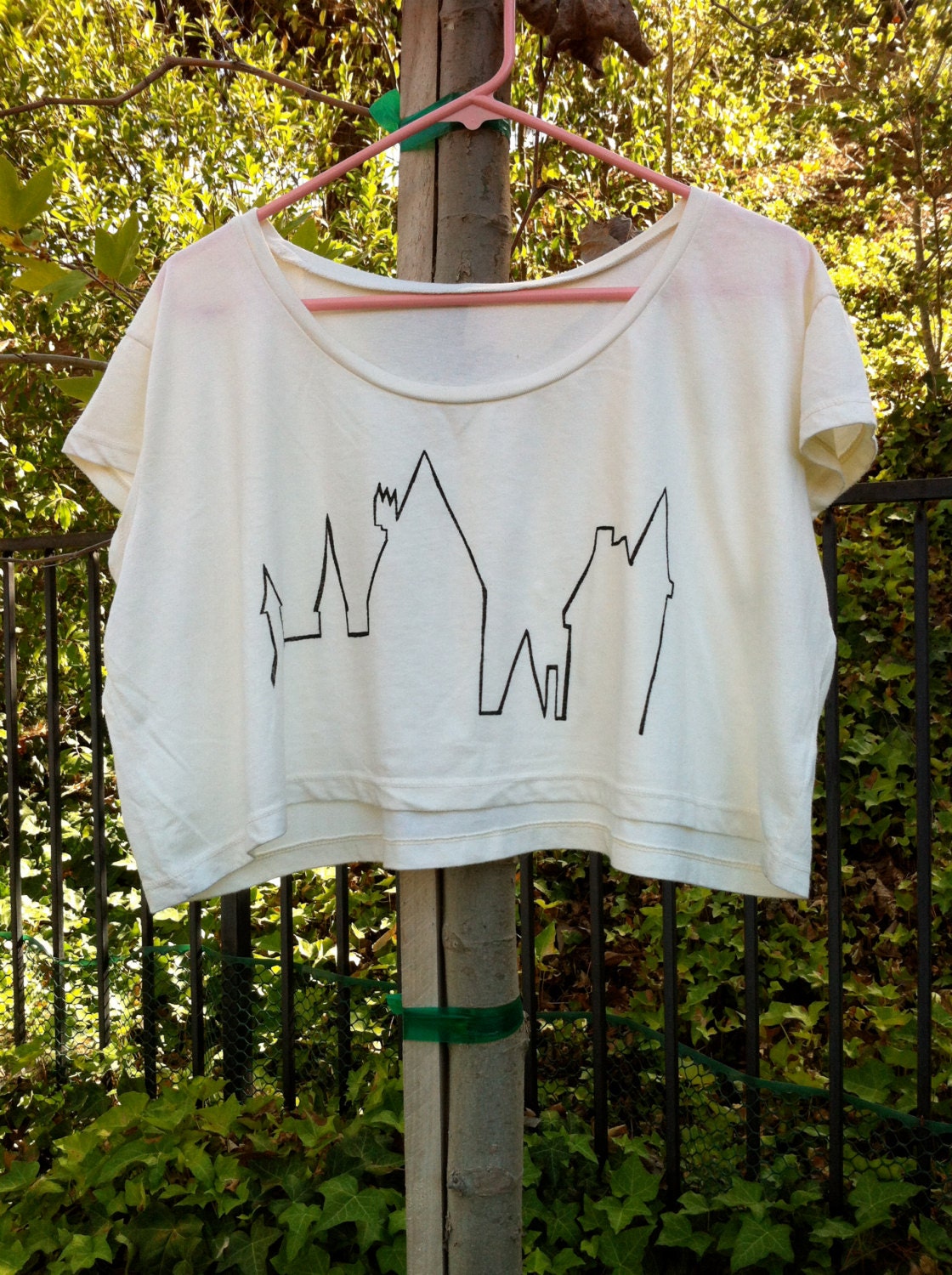 Hogwarts Castle American Apparel Crop Top Tee in Creme