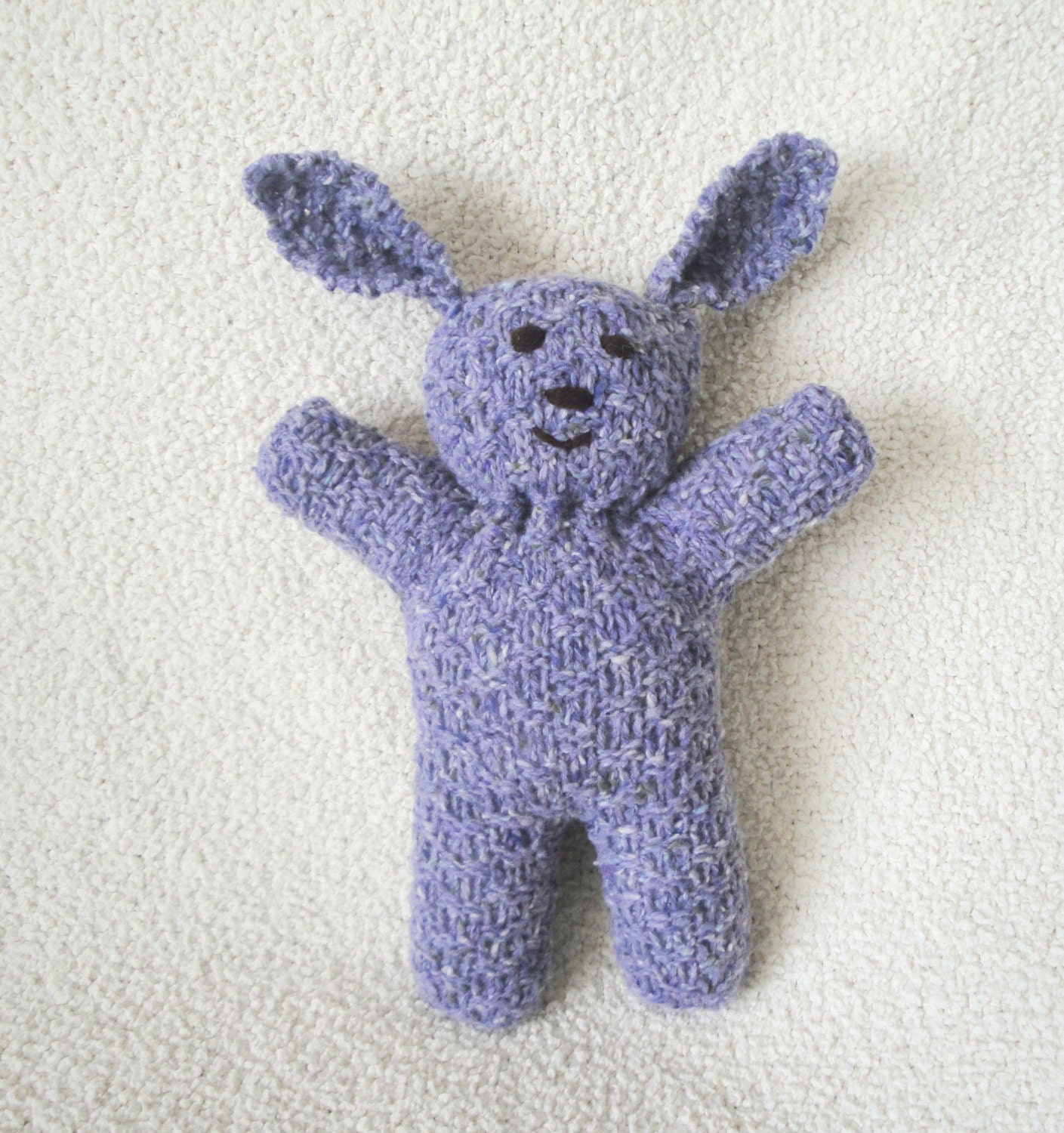 Hand Knit Bunny, Waldorf Bunny, Bunny Doll, Bunny Rabbit Toy Lavender Wool Silk Cashmere Bunny Baby Toddlers Soft Huggable Gift