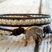 Double Wrap Swarovski Pearl Bracelet, Double Leather Wrap, Shabby Chic
