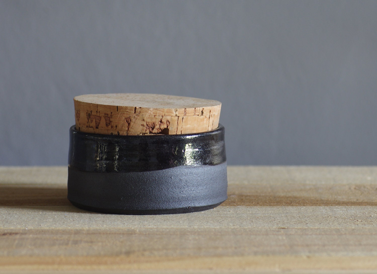 MTO black salt cellars, black stoneware corked dish. modern pottery minimal ceramic design