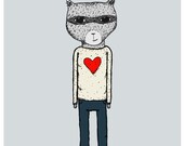Sweater Raccoon - 8x10 Illustration Print