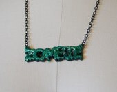 Zombie Text Necklace, Glitter Green and Black.