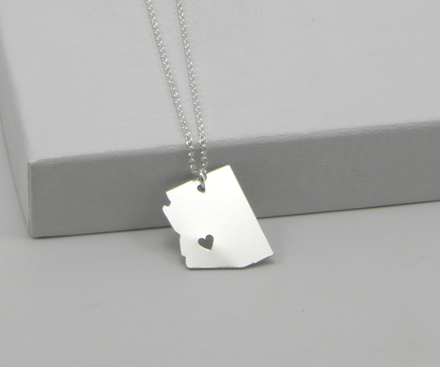 Sterling Silver State Love Heart Necklace - Arizona