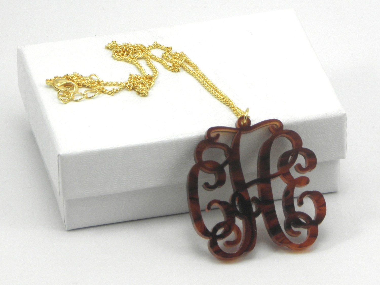 Monogram Necklace Acrylic - Tortoise Shell
