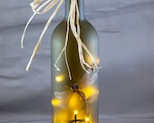 Lighted Wine Bottle Lamp Hand Painted Pearlized Dragonfly Accent Lighting Art Deco Night Light