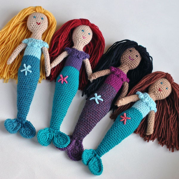 Custom Mermaid Doll - Choice Of Colors - Made To Order Crochet Mermaid - Natural Toy