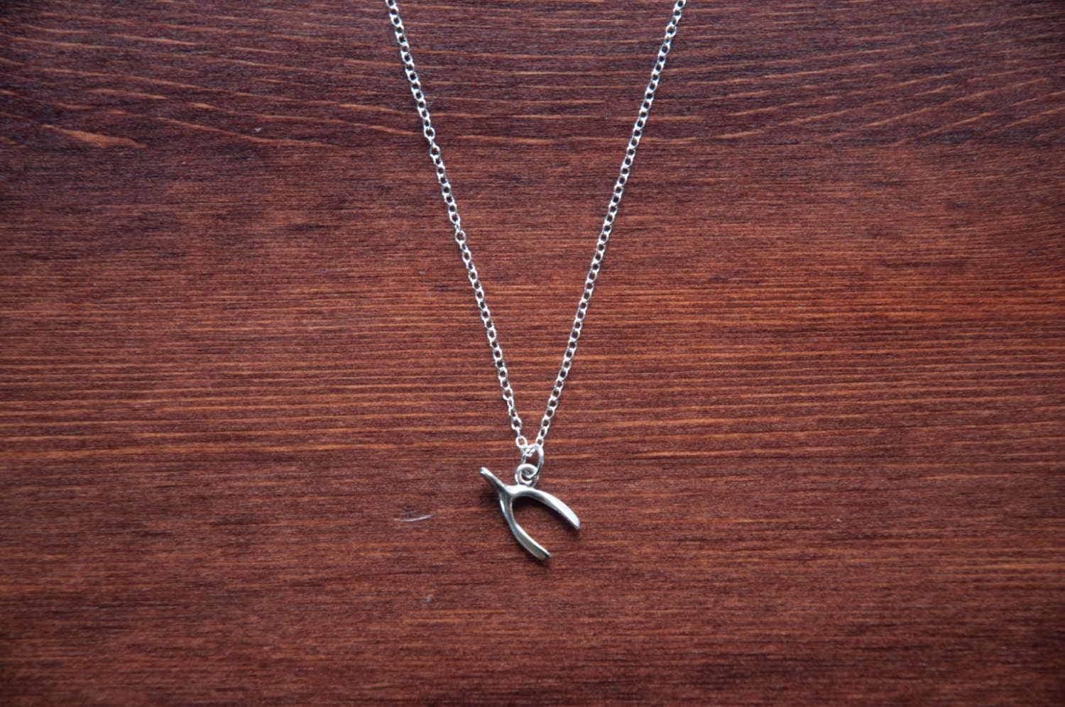 Tiny Wishbone - Sterling Silver Charm Necklace