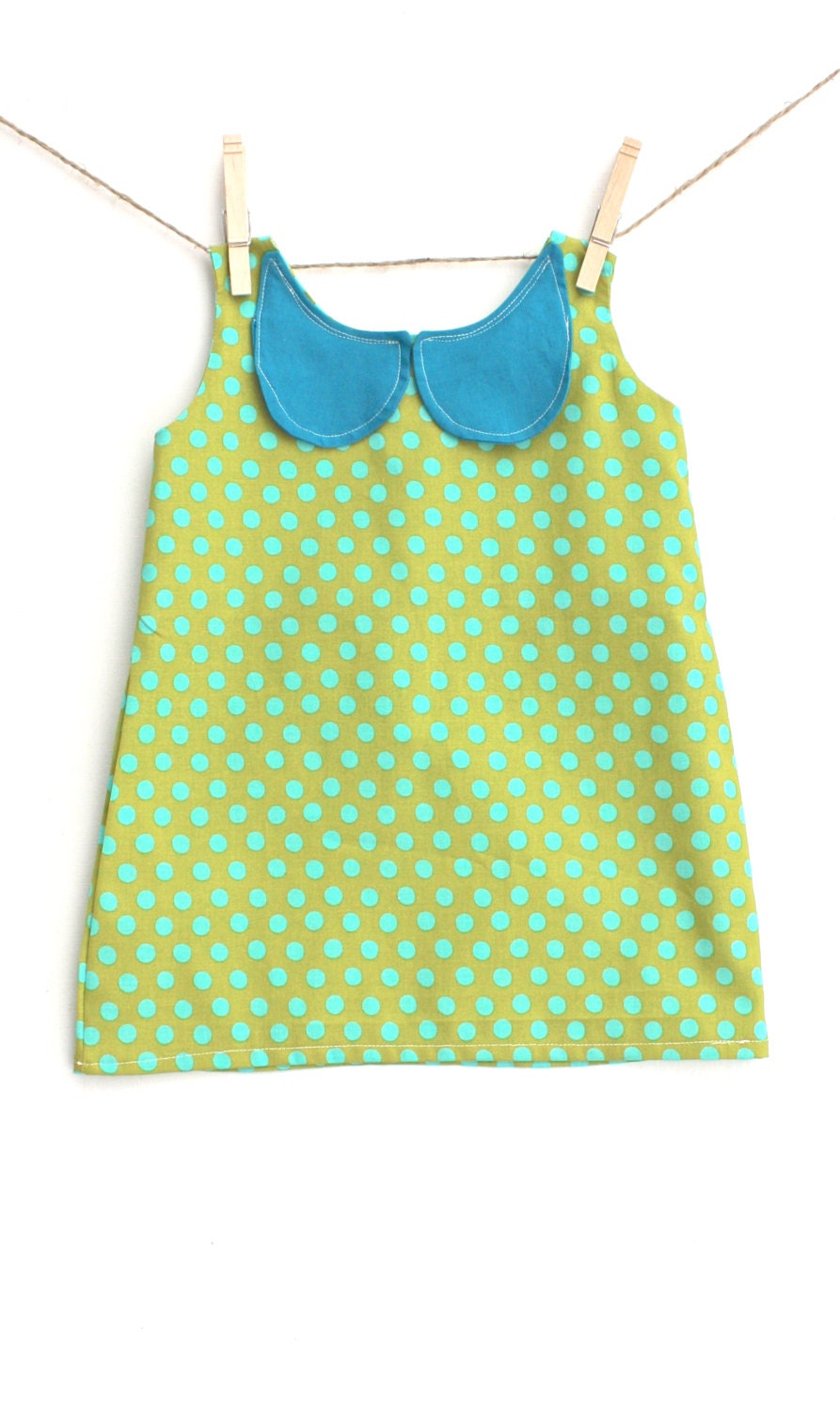 Polka Dot Pan Collar Color Block Frock // Baby Dress // Toddler Dress