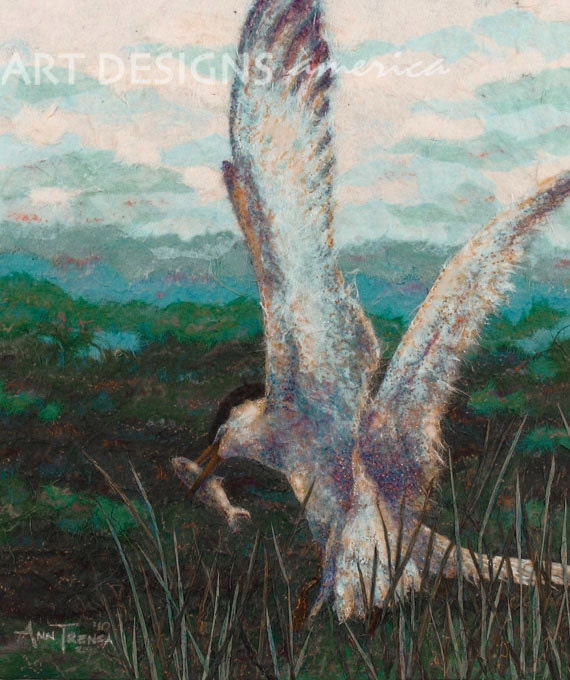 Bird In Flight, Original Collage Painting, Handmade Paper, Mixed Media, 8.125 x 9.25 inches, ADA-303OA