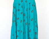 70's Vintage Prairie Skirt, Turquoise Southwest Skirt