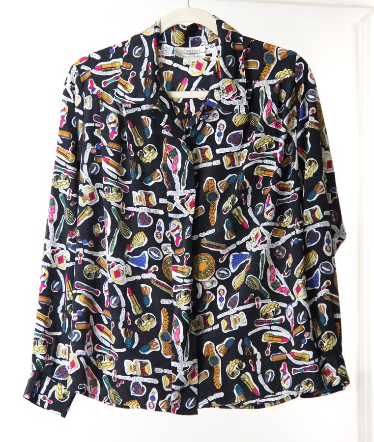Crazy All-Over Print Silky Button-Up Top