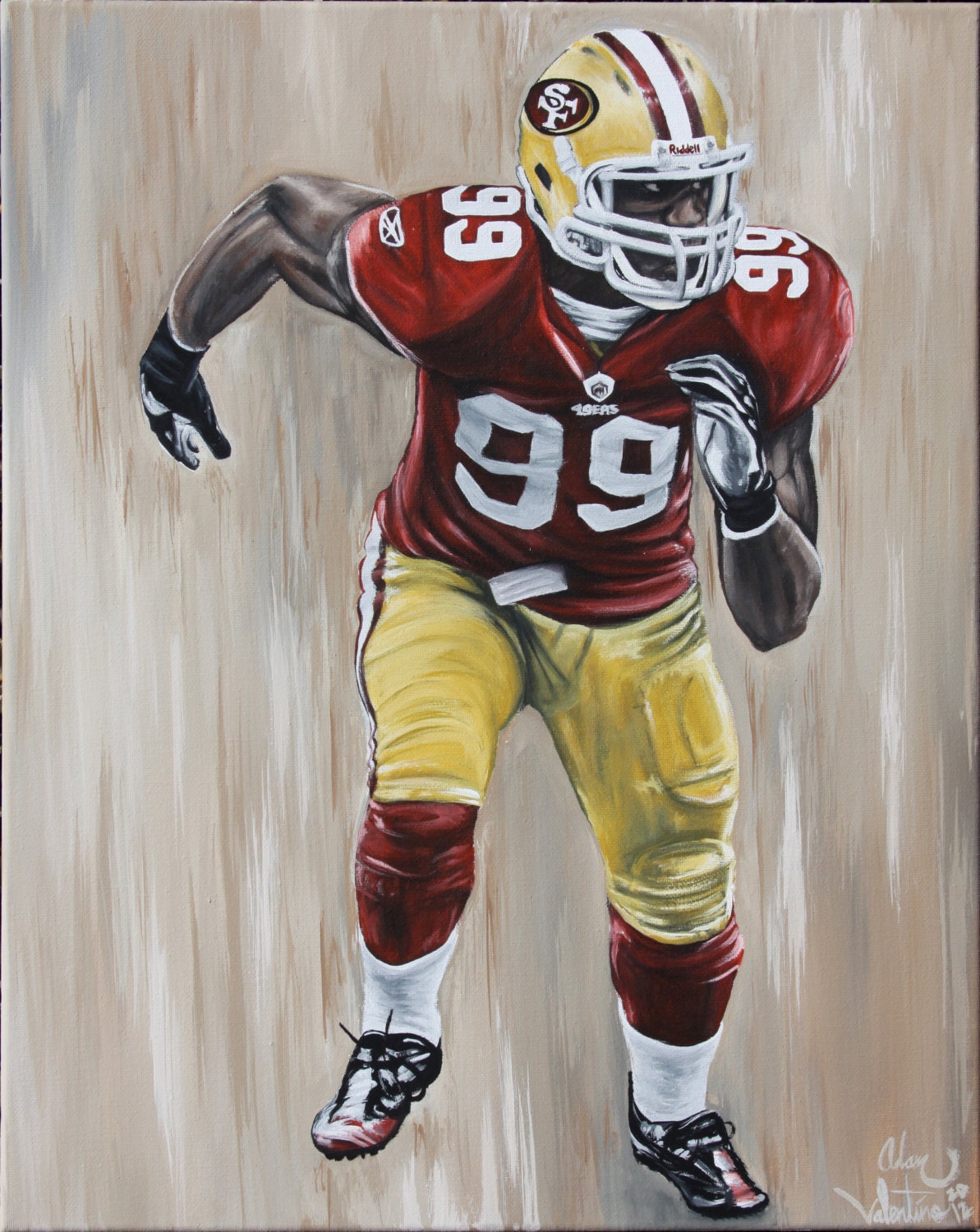 San Francisco 49er Aldon Smith Acrylic painting on Stretched Framed Canvas