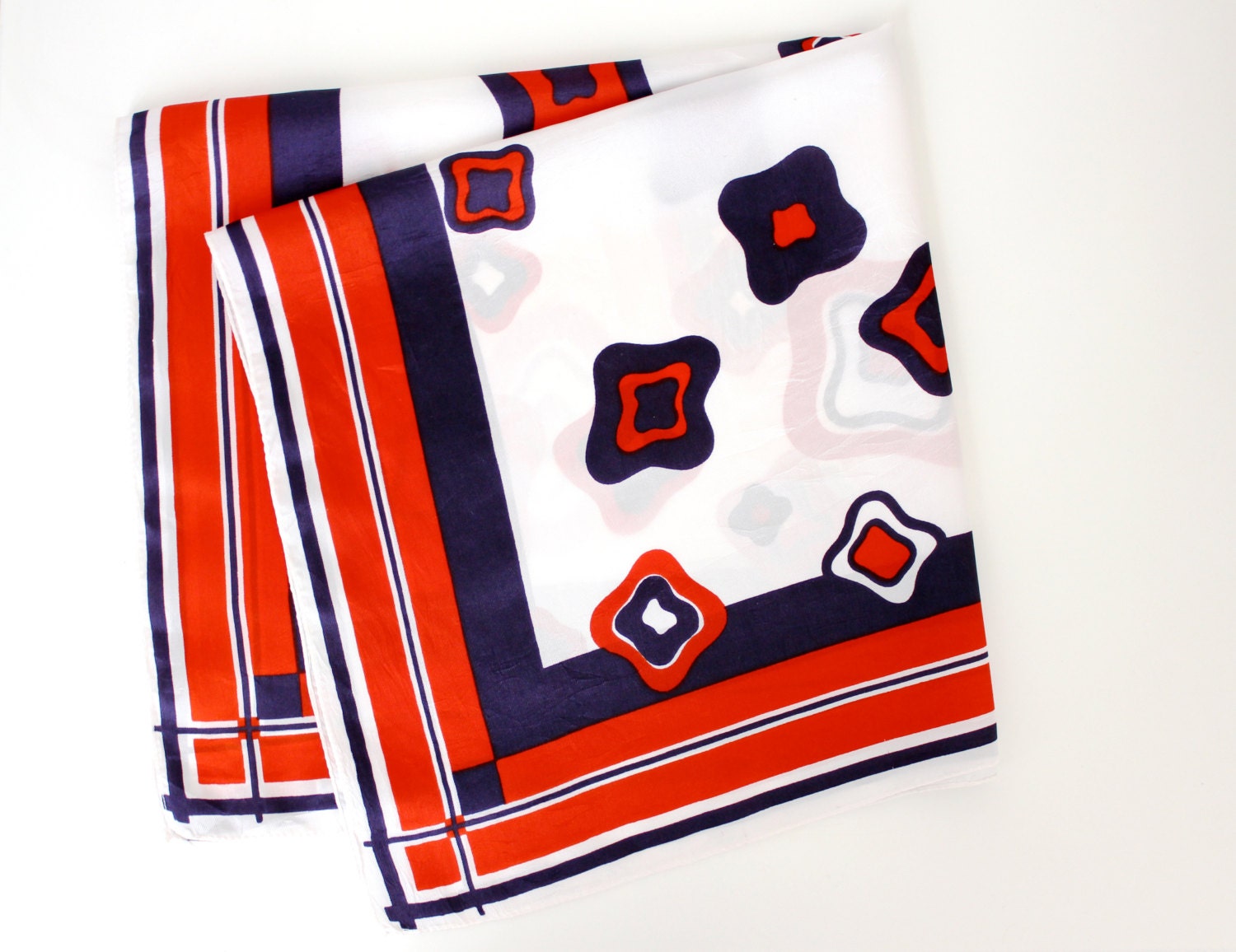 Vintage 1950's Large Square Scarf - Abstract Print Head Scarf - Pocket Scarf