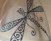 DRAGONFLY wine GLASS (2)Custom painted in Gold, copper or pewter with option to PERSONALIZE. Symbolize rebirth, new beginnings, rejuvenation