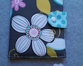 Kindle, Kindle Paper white, Mini Ipad or eReader Cover, Peacock Feathers in Navy ..Made to order