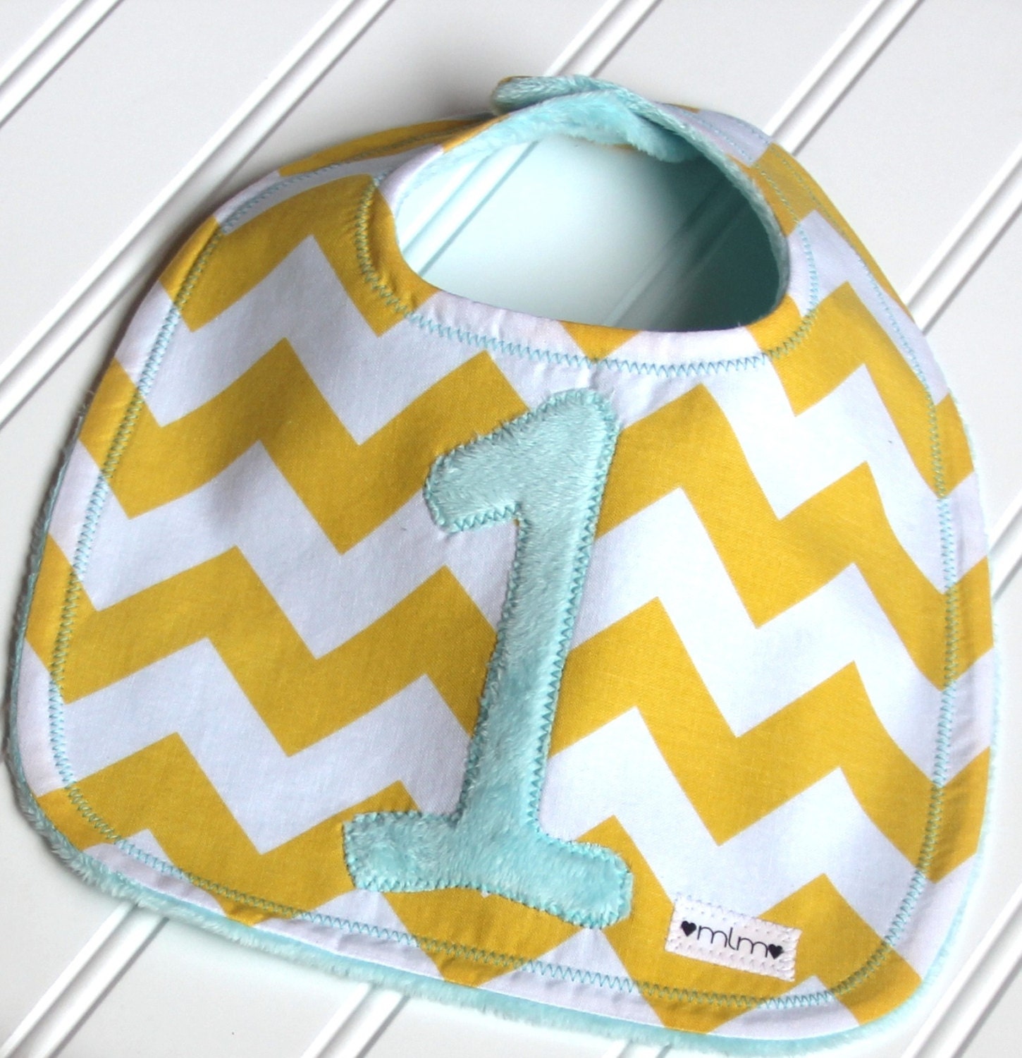 Chevron Birthday Bib First Birthday Bib, Chevron Stripe Bib, Minky Bib, Custom Bib