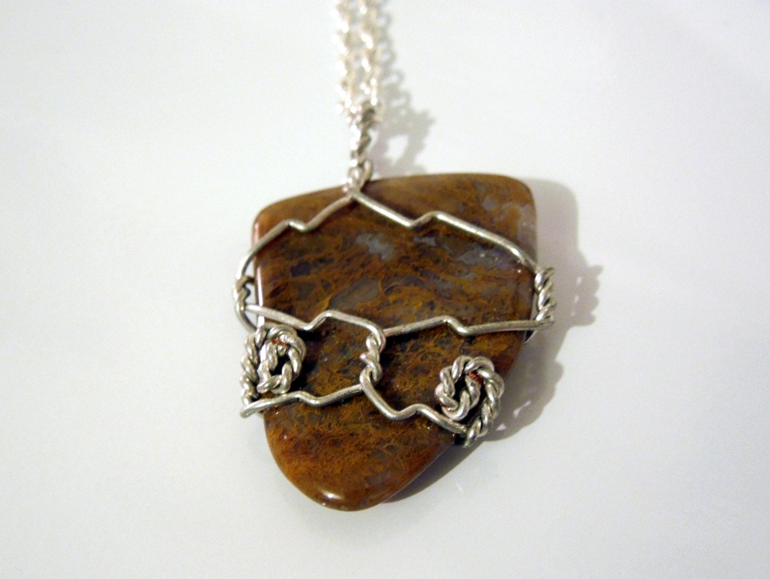 Wire Wrapped Stone Pendant Necklace