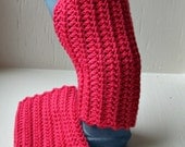 Ruby Red Pure Pima Cotton Fingerless Gloves, Ribbed, Hot Pink, Bright Red