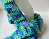 Colorful Wildflower Skinny Crochet Scarf, Multi-colored
