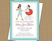 Baby Shower Invitation. Turquoise and Coral