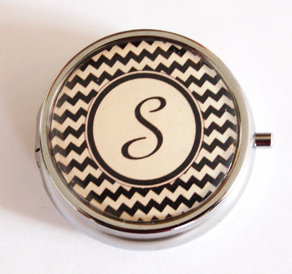 Custom pill case, personalized, Chevron, pill case, pill box, monogram, you select color, monogram pill case, customizable (2193)
