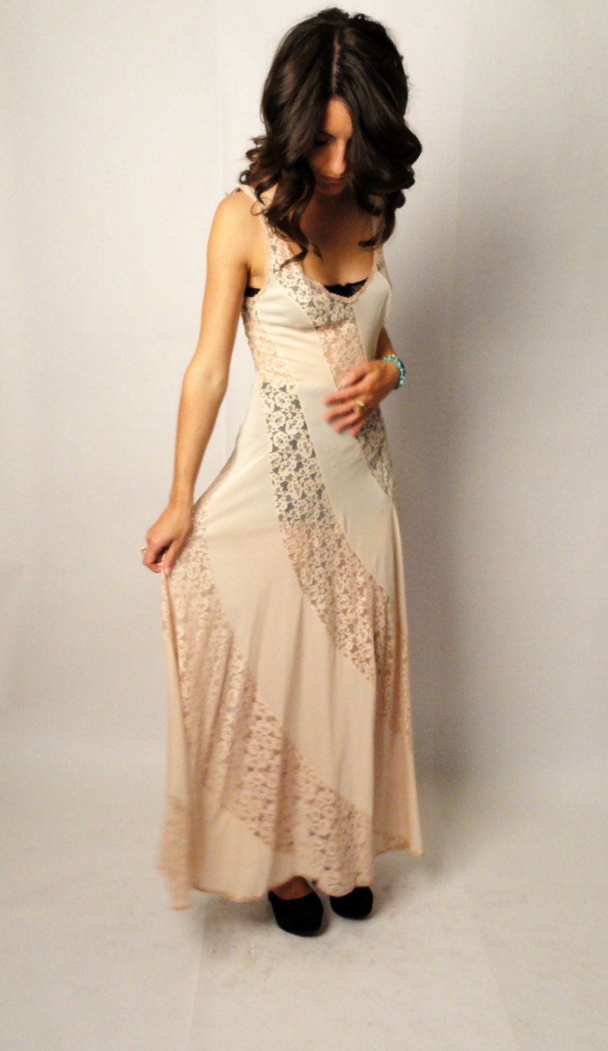 vintage 80s paneled lace dress - pink and sheer pink lace - swirl panels - small S medium M