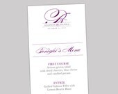 Printable Wedding Menu -- Pretty Script No. 8 Collection