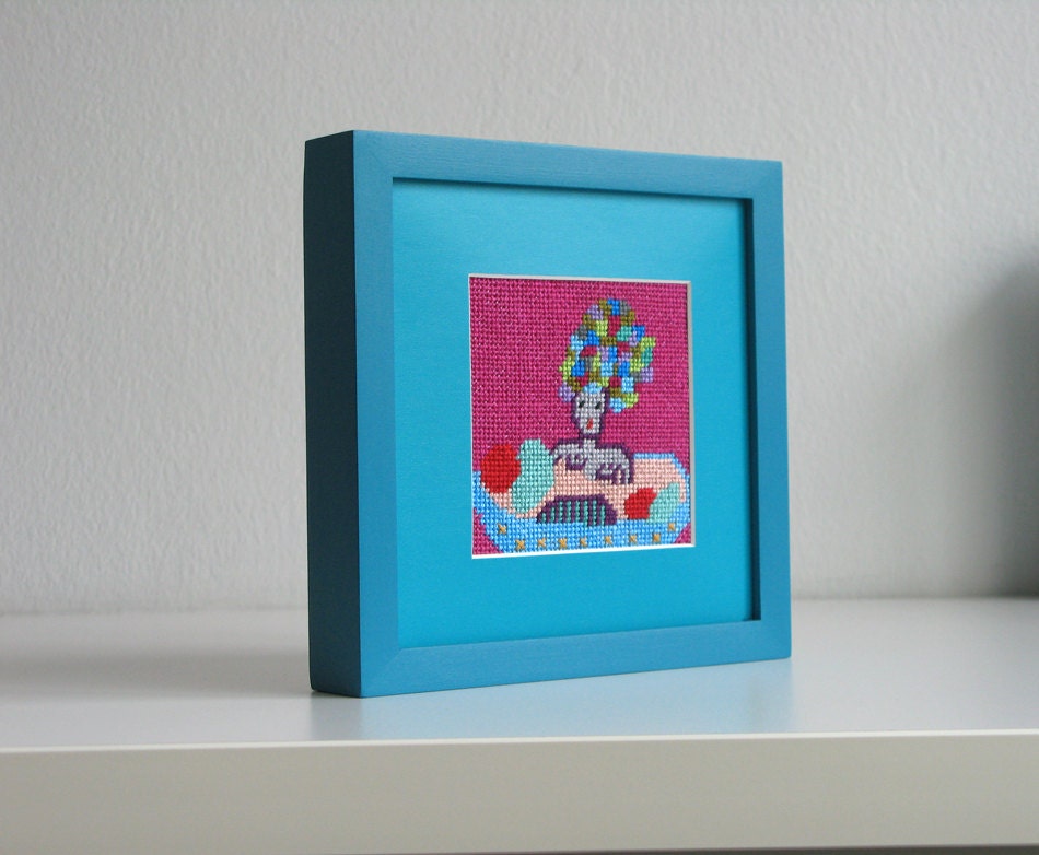 Finished Needlepoint, Carmen Miranda, Female Nude, Framed Wall Art