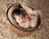 Heritage Lace Knit Newborn Wrap - Mohair & Silk - Wheat