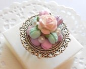 Cocktail ring - Macarons in pastel color - handmade miniature polymer clay food jewelry