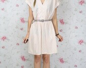 Vintage pastel cotton dress - 80s stripe summer mini dress w/ pockets M