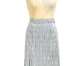 1980s Adrienne Vittadini Silk Striped Skirt - Navy Blue White Vertical Stripes - Preppy Country Club Tennis Skirt - Pleated Skirt - Size 4