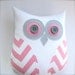 owl pillow, pink and white chevron owl, decorative pillow, pink pillow, pink and grey nursery decor, graduation gift