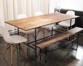 The Ziggy - dining table made from recycled barn wood and cast iron pipe leg armature