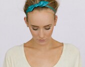 Satin Bow Headband Non-Slip Stretchy Bow Hair Bands Women's Fashion Hair Accessories for Spring Summer in Aqua Teal  (HB-137B)
