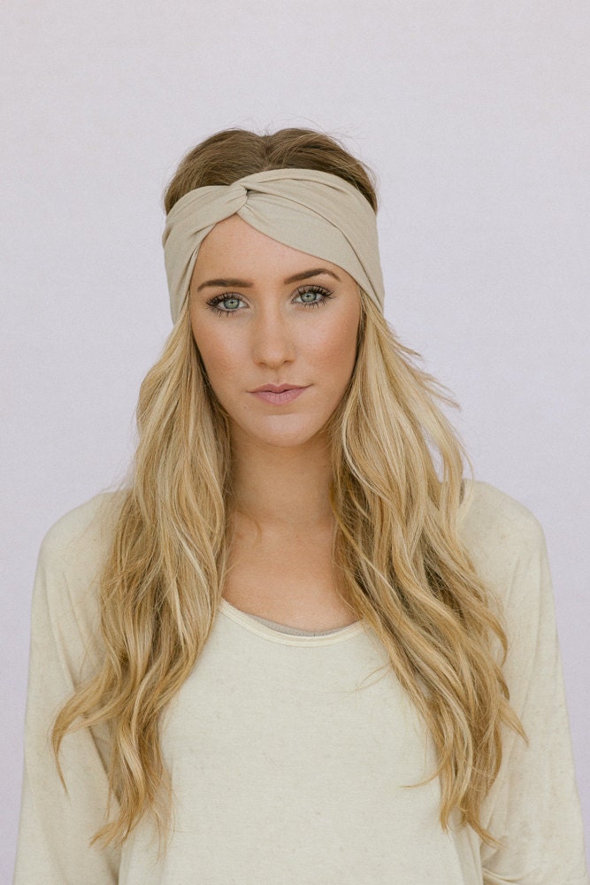 Taupe Turban Headband Stretchy Cotton Workout Fashion Hair Band Women's Fashion Hair Accessories Trendy Headbands (HB-100A)
