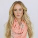 Linen Lace Infinity Scarf in Coral Loop Circle Linen Scarf with Lace Block lace and linen scarf in coral (SCF-LINCORAL)