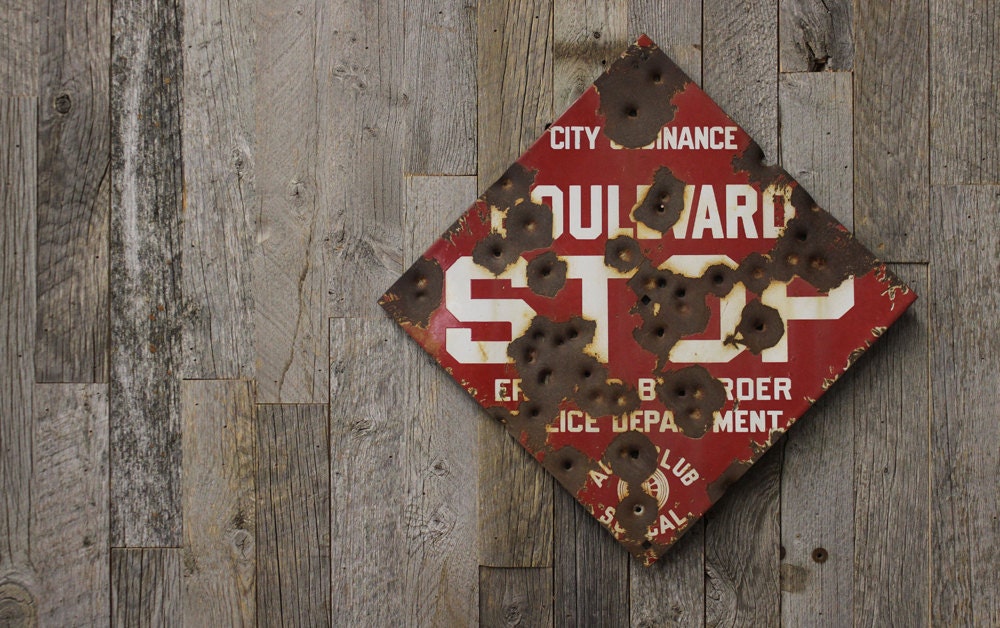 Vintage 1920's Porcelain Route 66 Auto Club Stop Sign