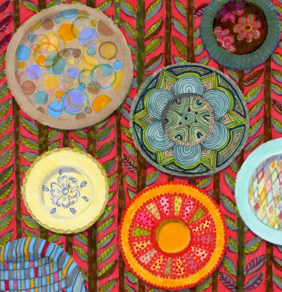 Decorative Wall Plates - Print of Original Pen and Marker Art 3