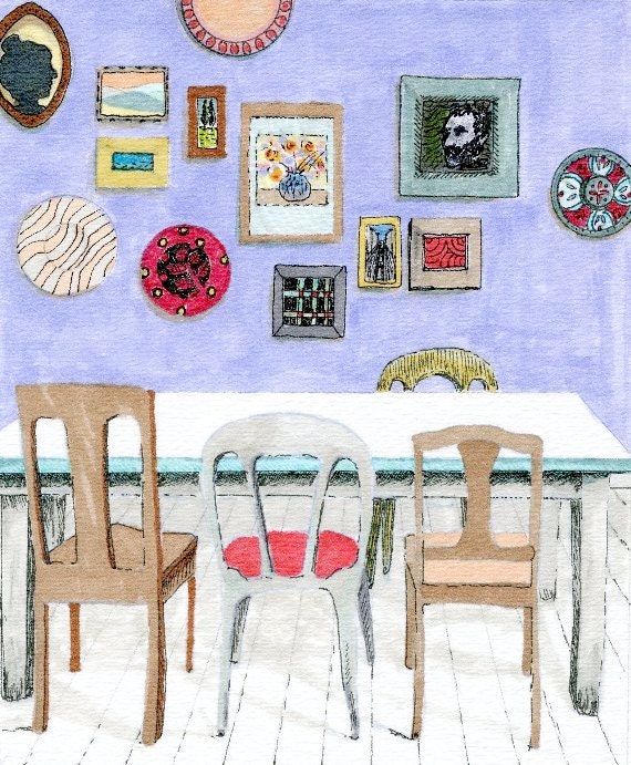 Interiors Art Print - The Art Lovers - Dining Room 3