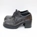 Vintage dark grey leather 90s chunky heel lace up platform shoes