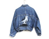 PIGEON KIDS, pigeon airbrushed denim jacket