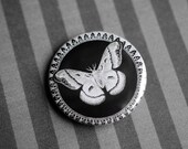 Handmade badge/pinback button - Victorian illustration - Moth