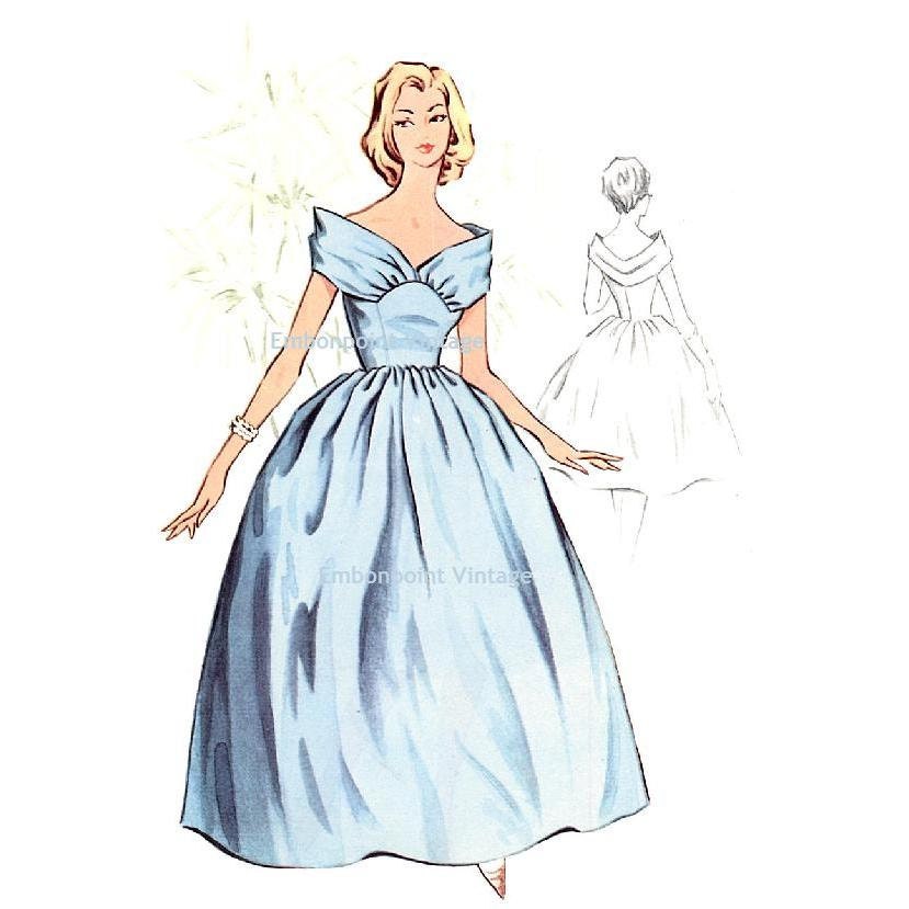 Plus Size (or any size) Vintage 1950s Bridesmaid Dress Pattern - PDF - Pattern No 117 Charlotte