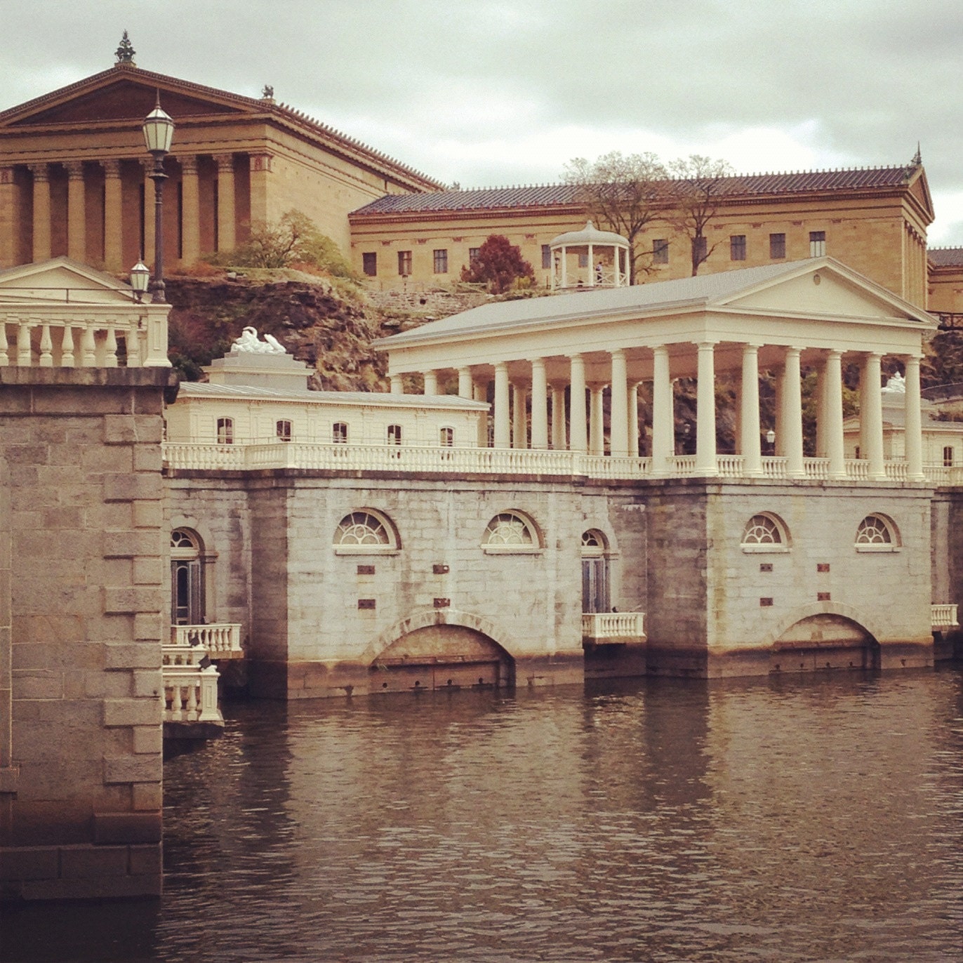 Original Photograph, Phila Museum of Art, Fairmount Water Works, Philadelphia, Pennsylvania, Architecture, Schuylkill River, 5x5 Print