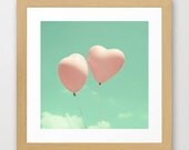 SALE, Nursery Art, spring decor, Balloon, mint, photography, pink, nursery print, nursery, nautical, spring, love, heart,  decor, sky