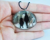 Sarah and Hoggle in the Labyrinth Silhouette Necklace