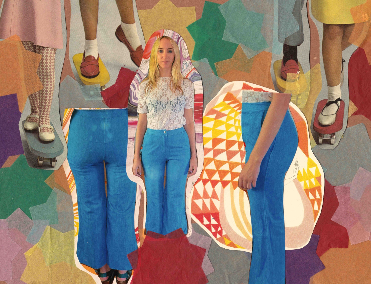 1970s high waist baby blue denim flares XS
